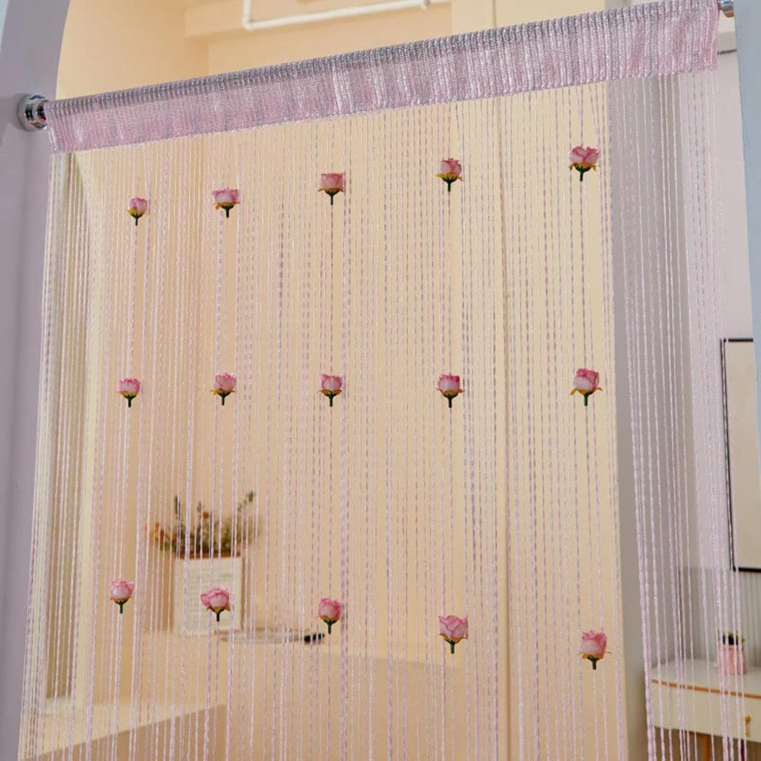 LAFANDE Thread Door Curtain with Roses Design