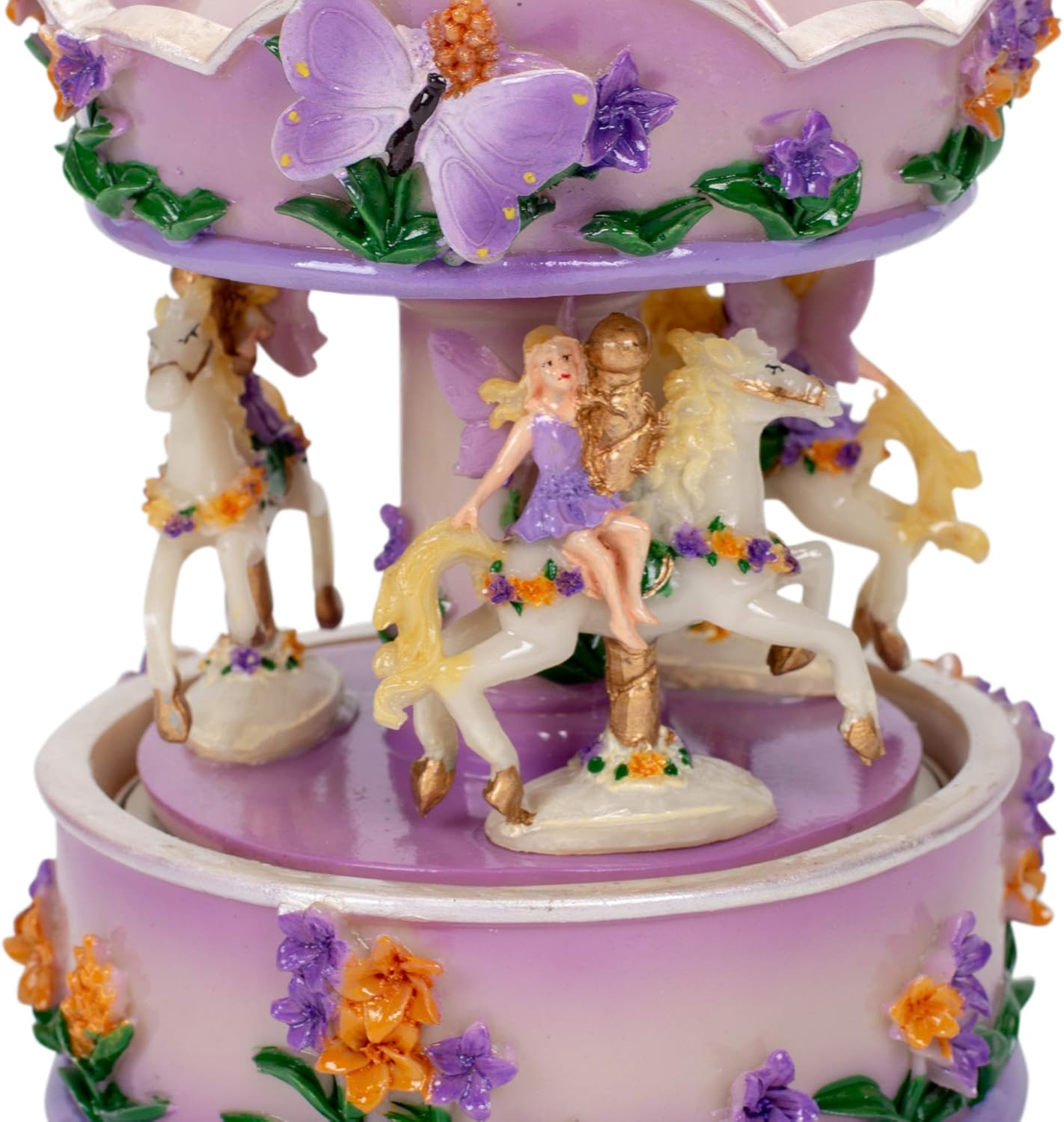 Purple Floral Fairy Musical Carousel 6 Inch Figurine