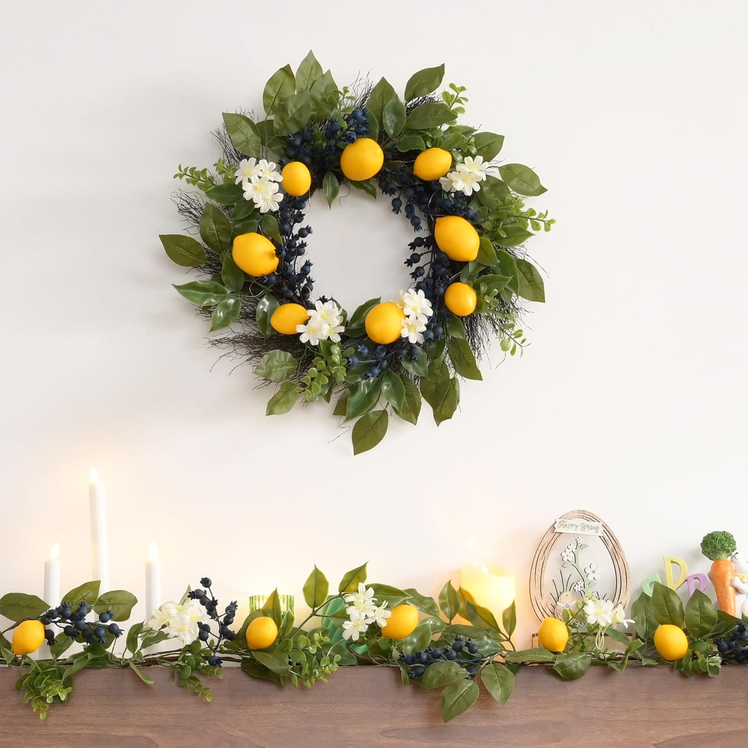 Valery Madelyn 20 Inch Summer Lemon Wreath with Lights