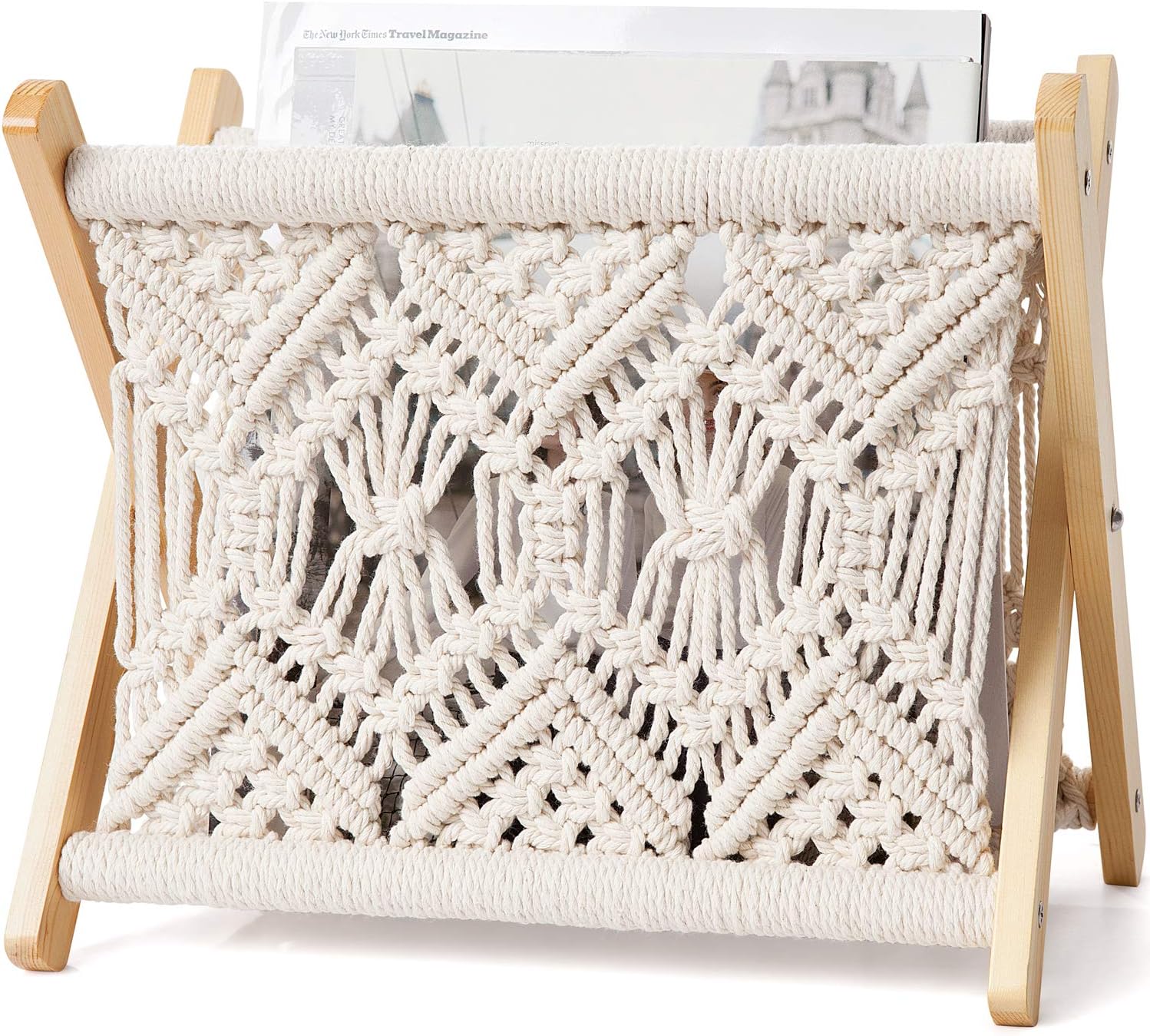 Mkono Macrame Magazine Rack Boho Storage Holder