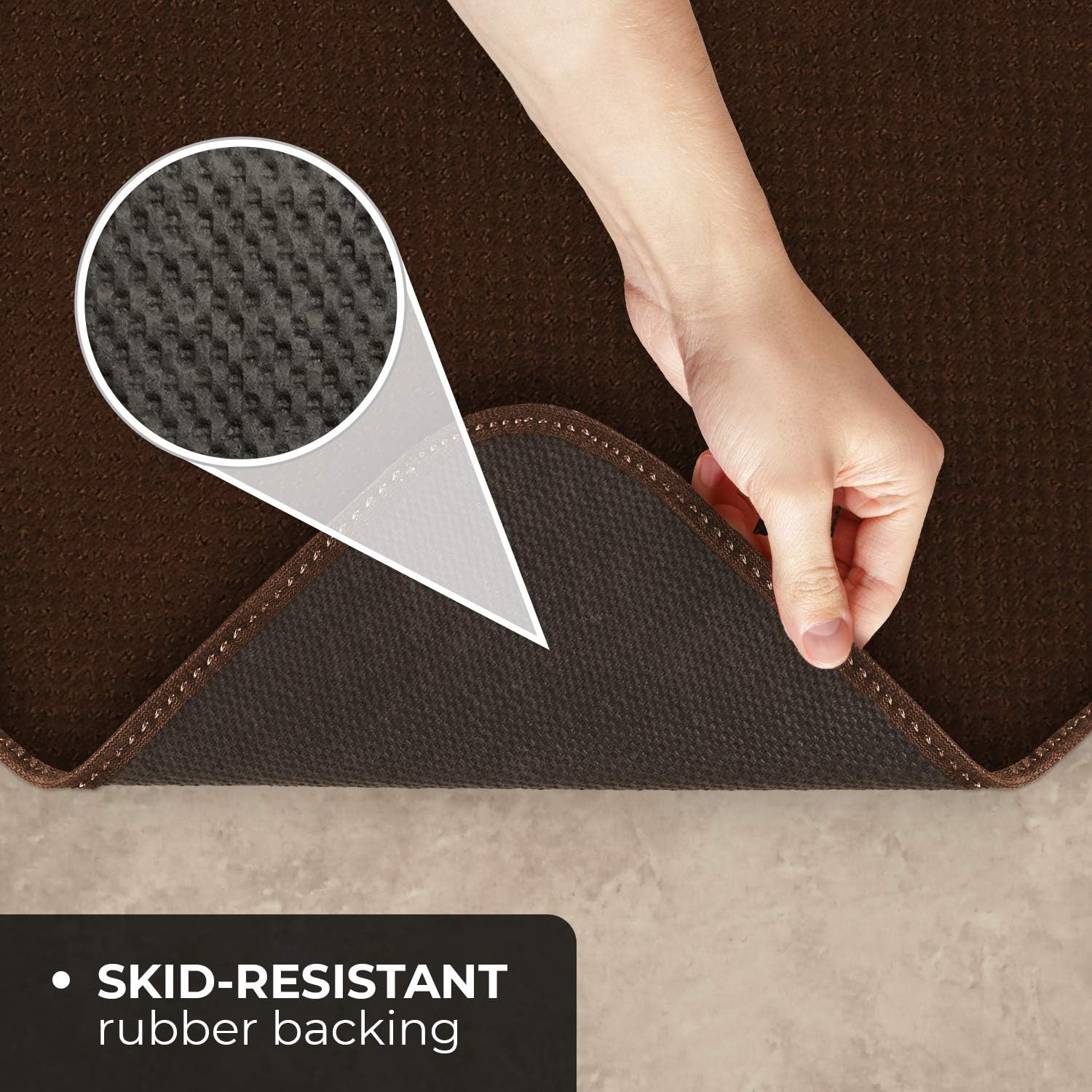 Skid-Resistant Carpet Runner in Chocolate Brown 10x27
