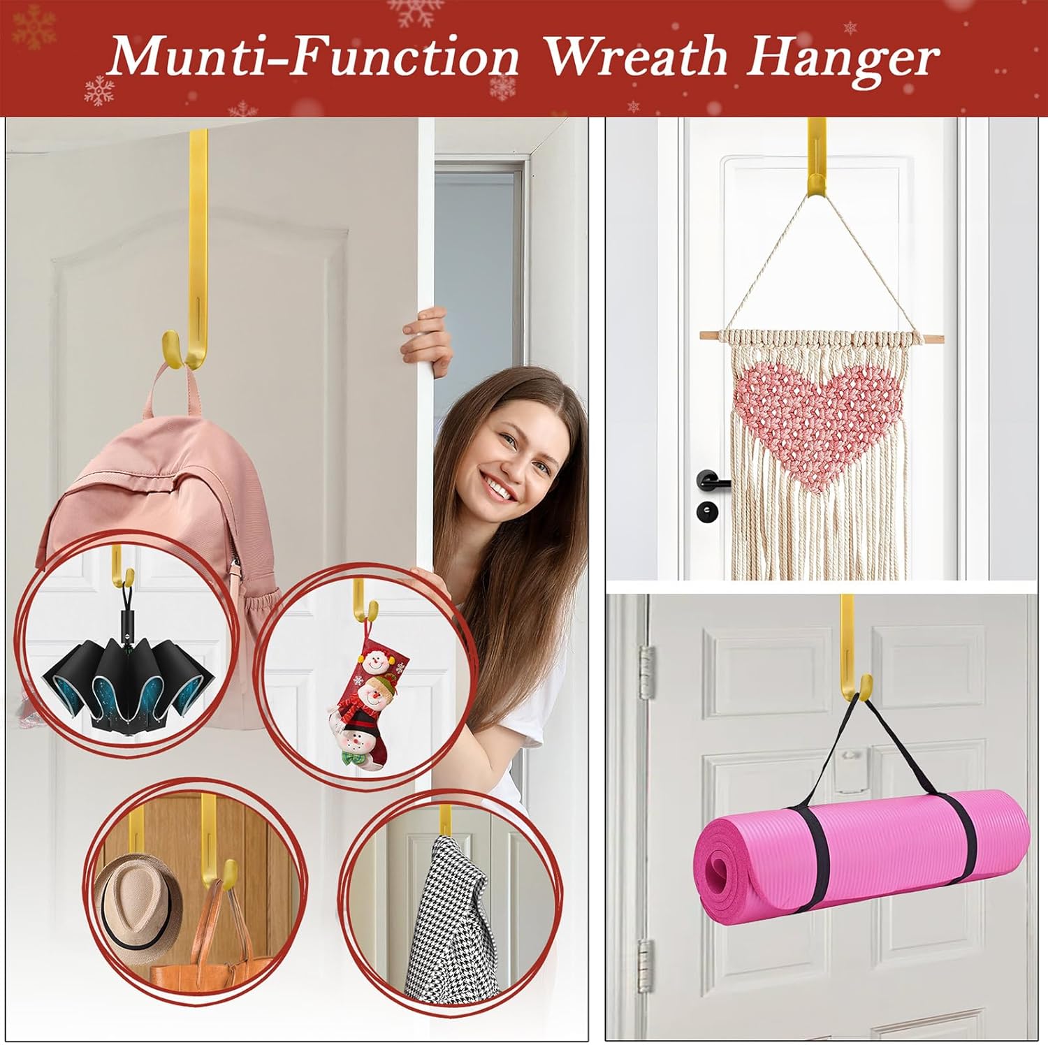 12 Inch Metal Wreath Hanger for Front Door