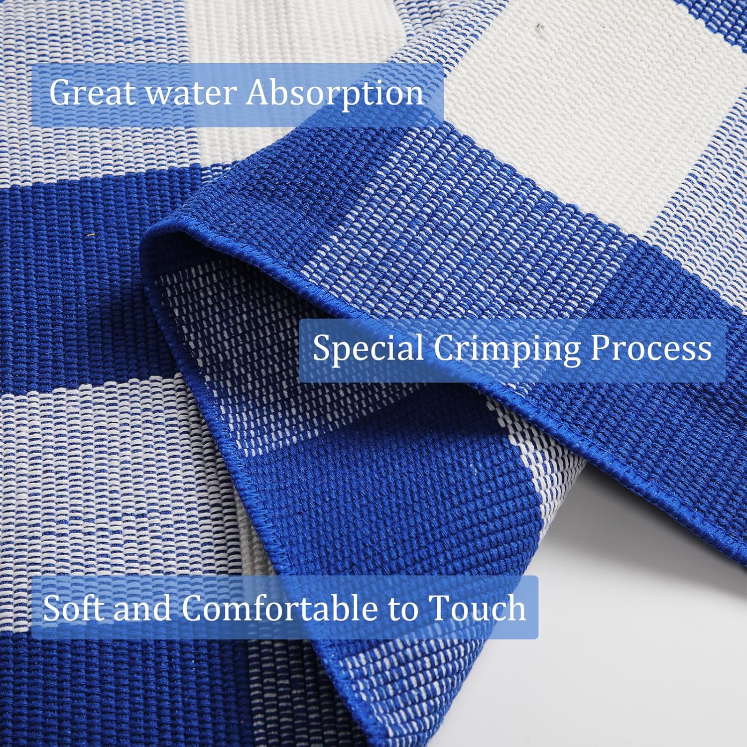 Wayye Buffalo Plaid Area Rug 275 x 43 Blue and White
