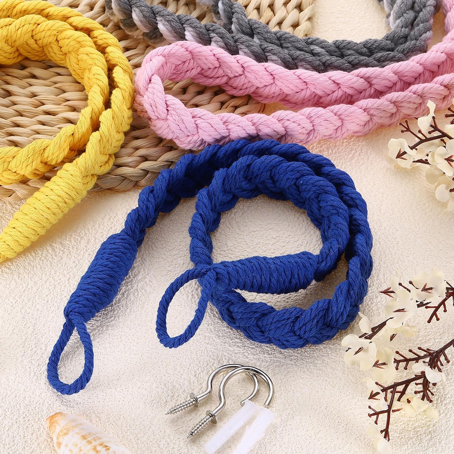 Uxcell 4Pcs Cotton Rope Curtain Tiebacks with Metal Hooks Orange