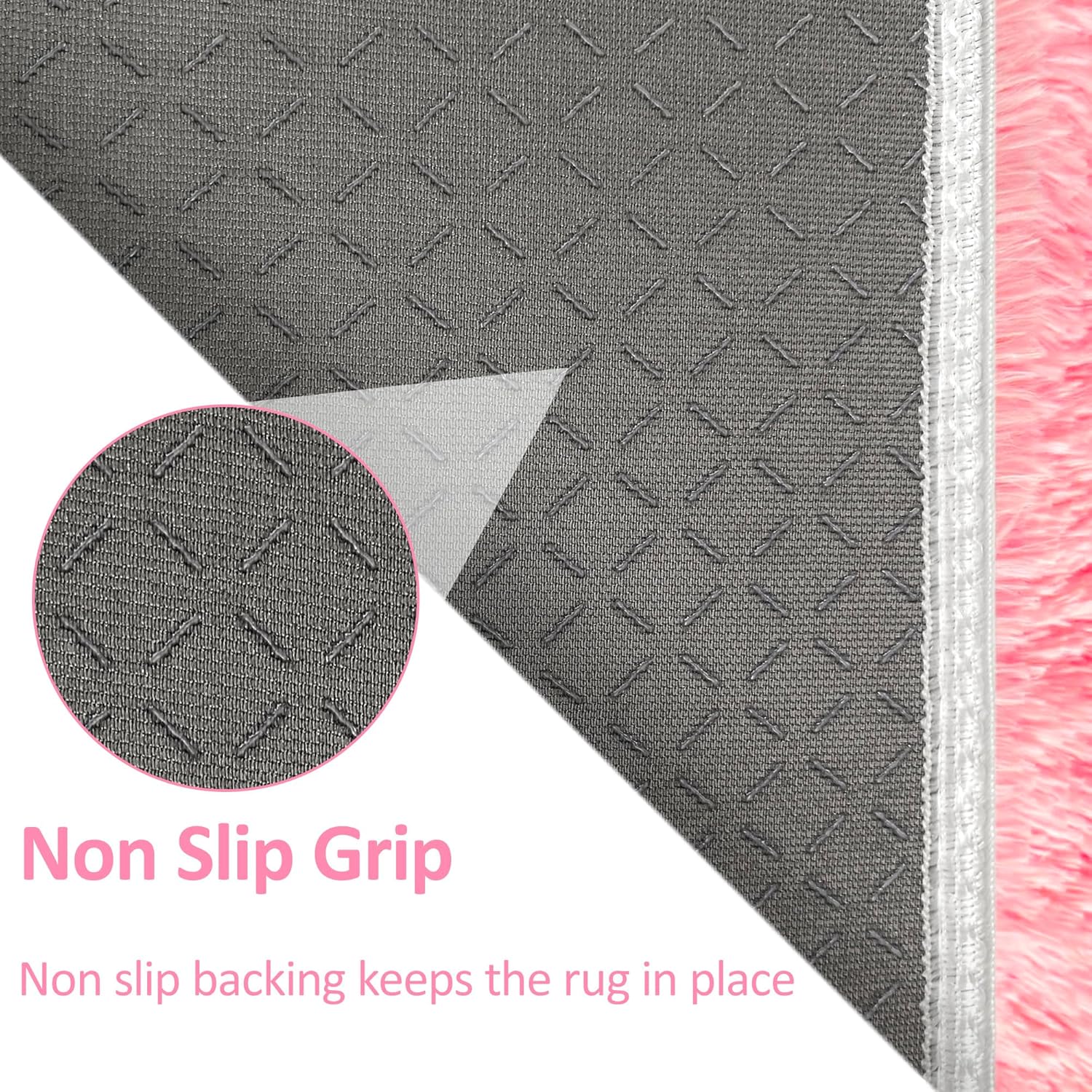 Pink Fluffy Shaggy Runner Rug for Bedroom and Hallway