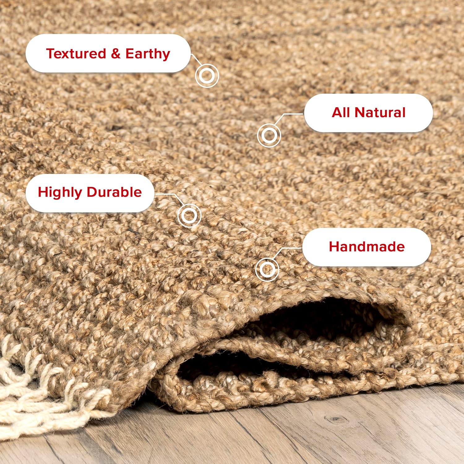 nuLOOM Raleigh Farmhouse Jute Tasseled Runner Rug