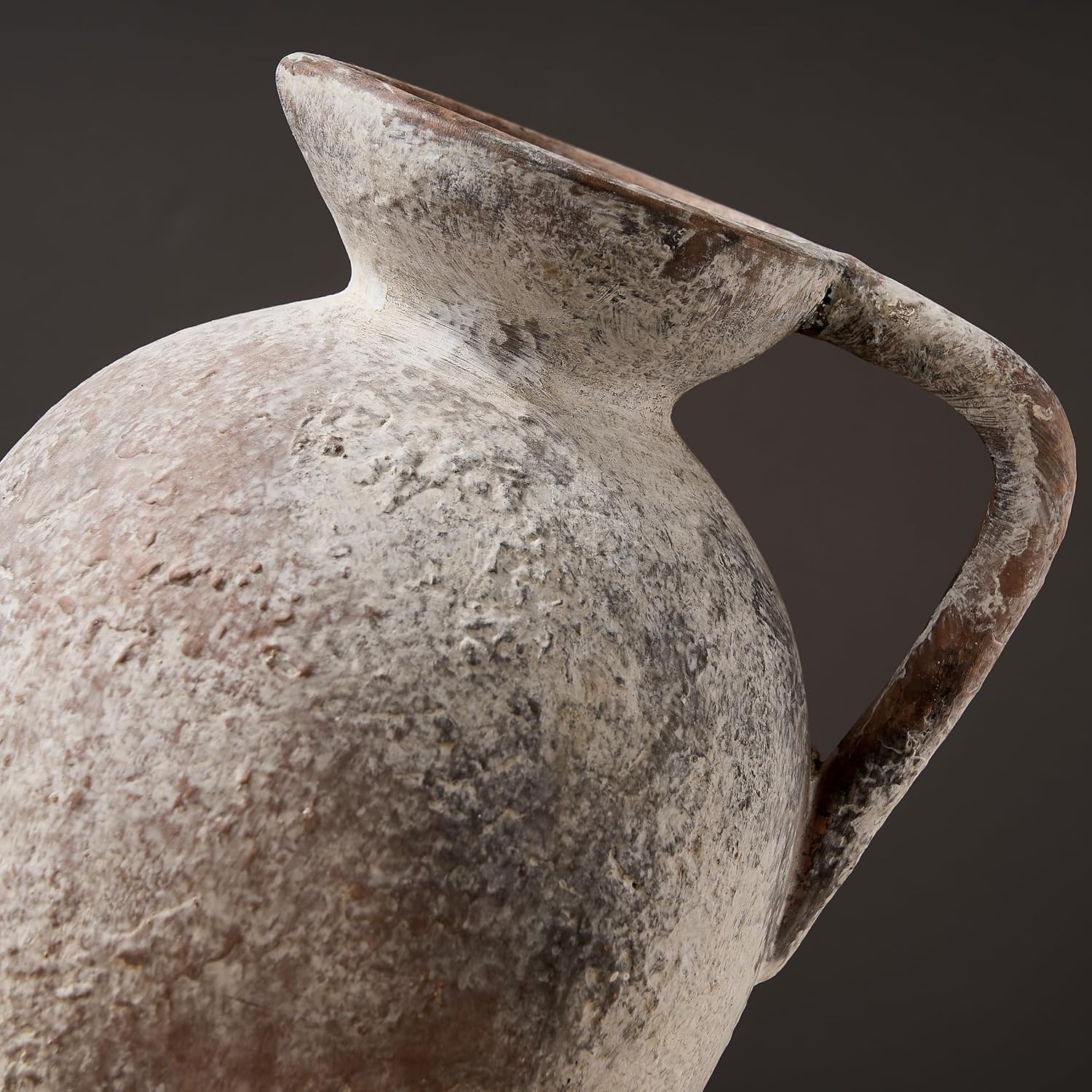 PORCER 93 Inch Antique Gray Ceramic Vase with Handle
