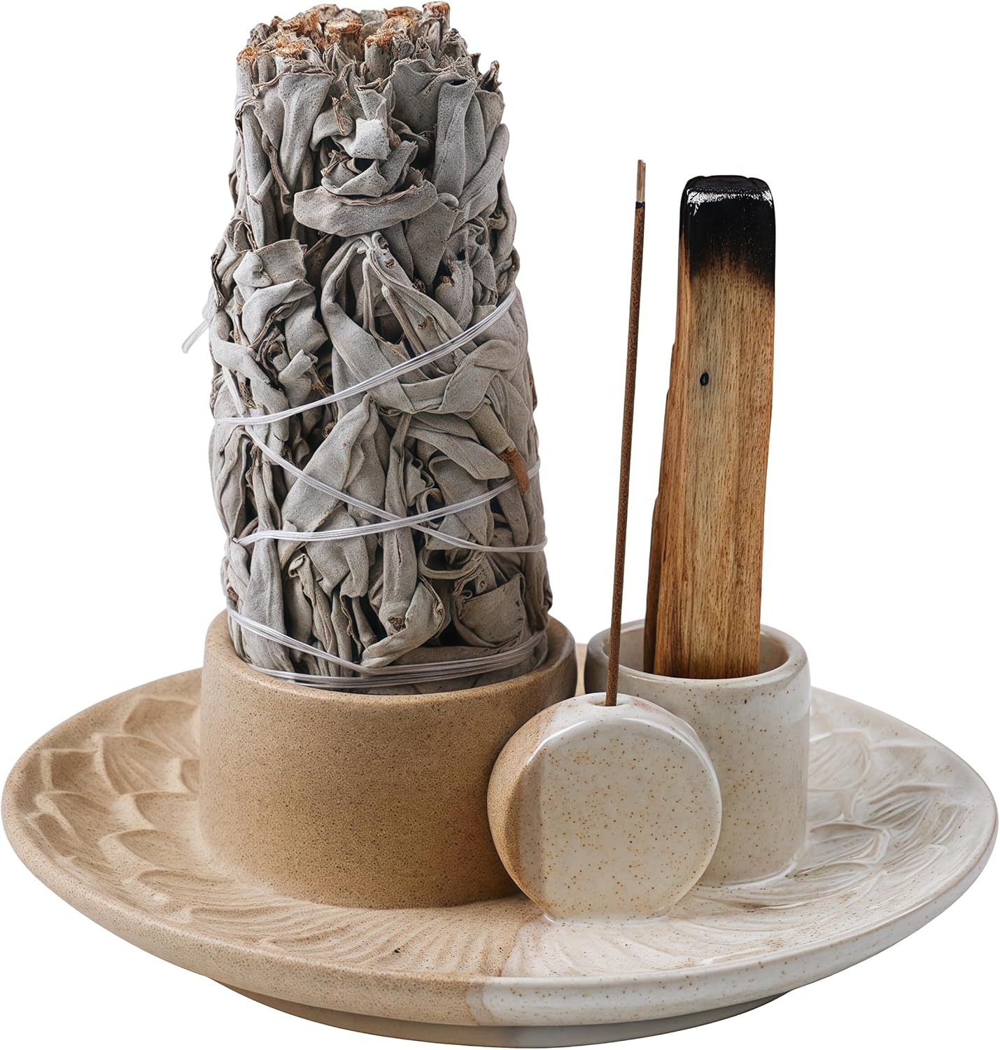 4 In 1 Incense Holder Ceramic Ash Catcher for Yoga and Meditation