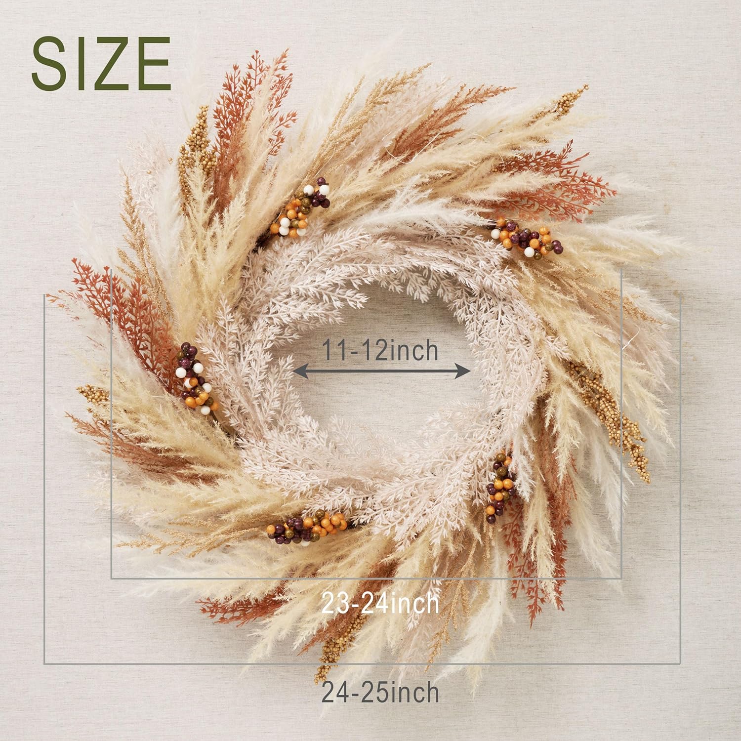 DecorbyHannah 24 Inch Pre-Lit Fall Door Wreath