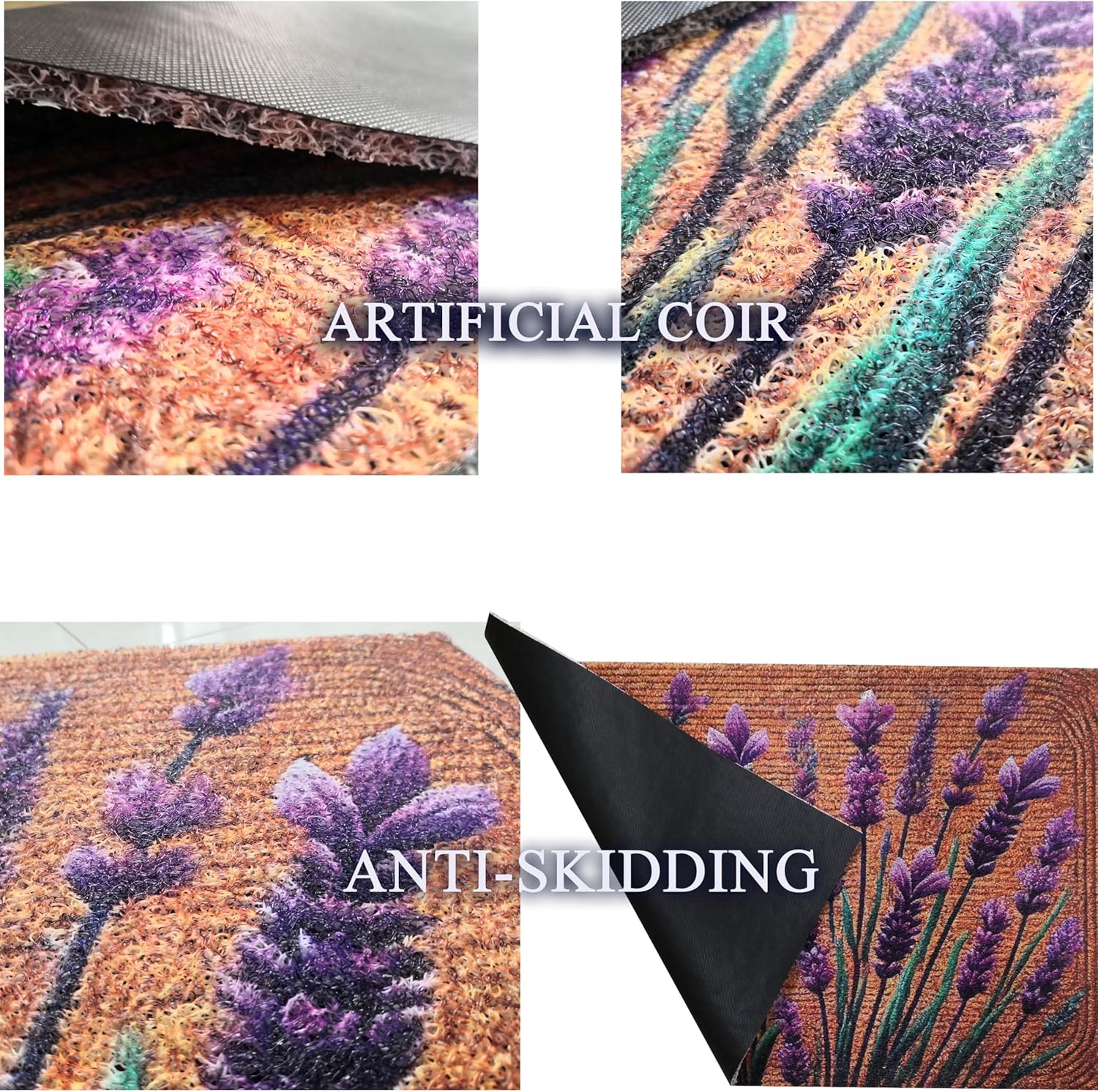 Floral Front Door Welcome Mat 19x31 Non-Slip Outdoor Rug