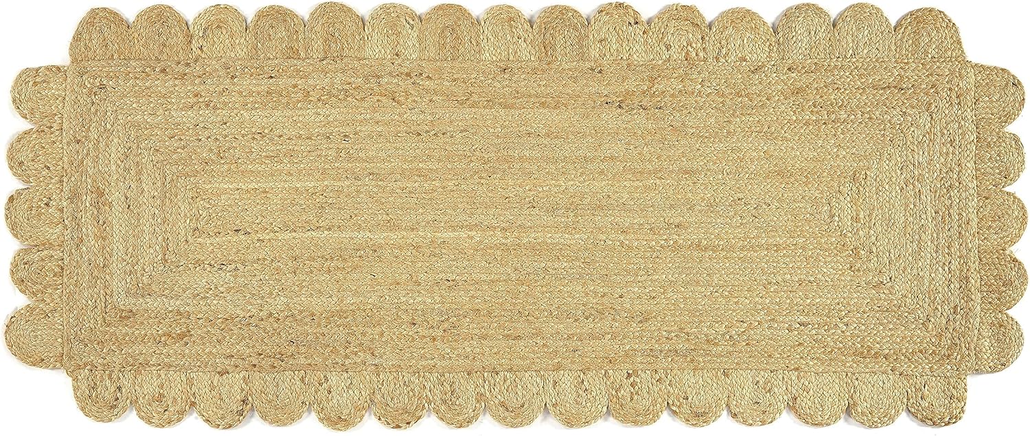 GRUHUM Scalloped Jute Runner Rug 26 x 10ft