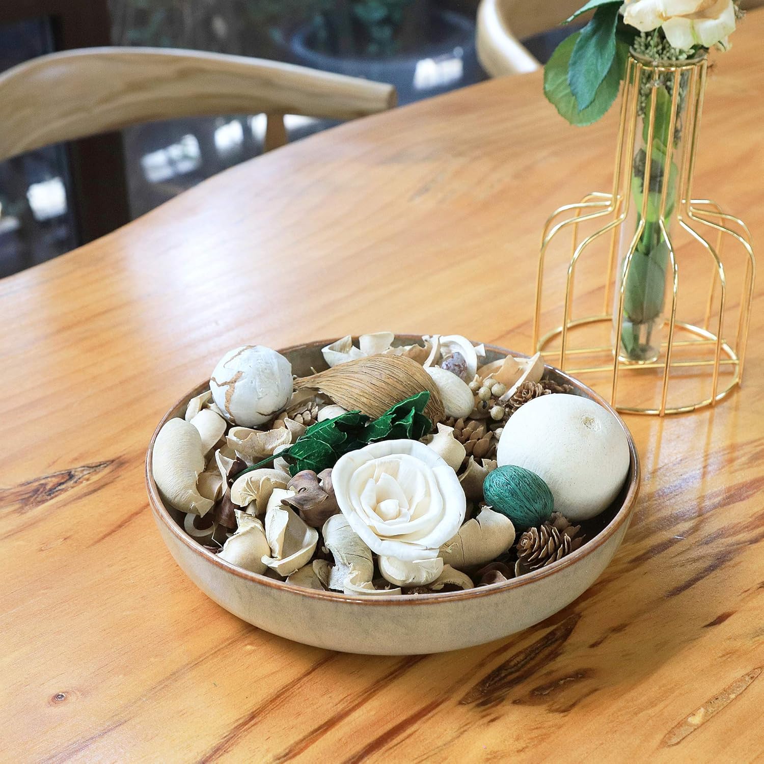Qingbei Rina Peach Scented Potpourri Bowl Faller 14 oz White