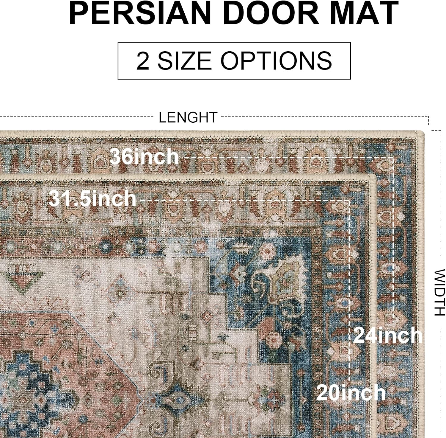 Collive Washable Indoor Doormat 24x36 Non Slip Entry Rug