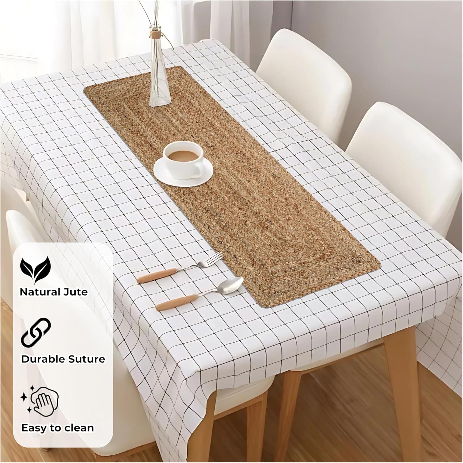 HOMIDATE Natural Jute Table Runner 13x36 Inch