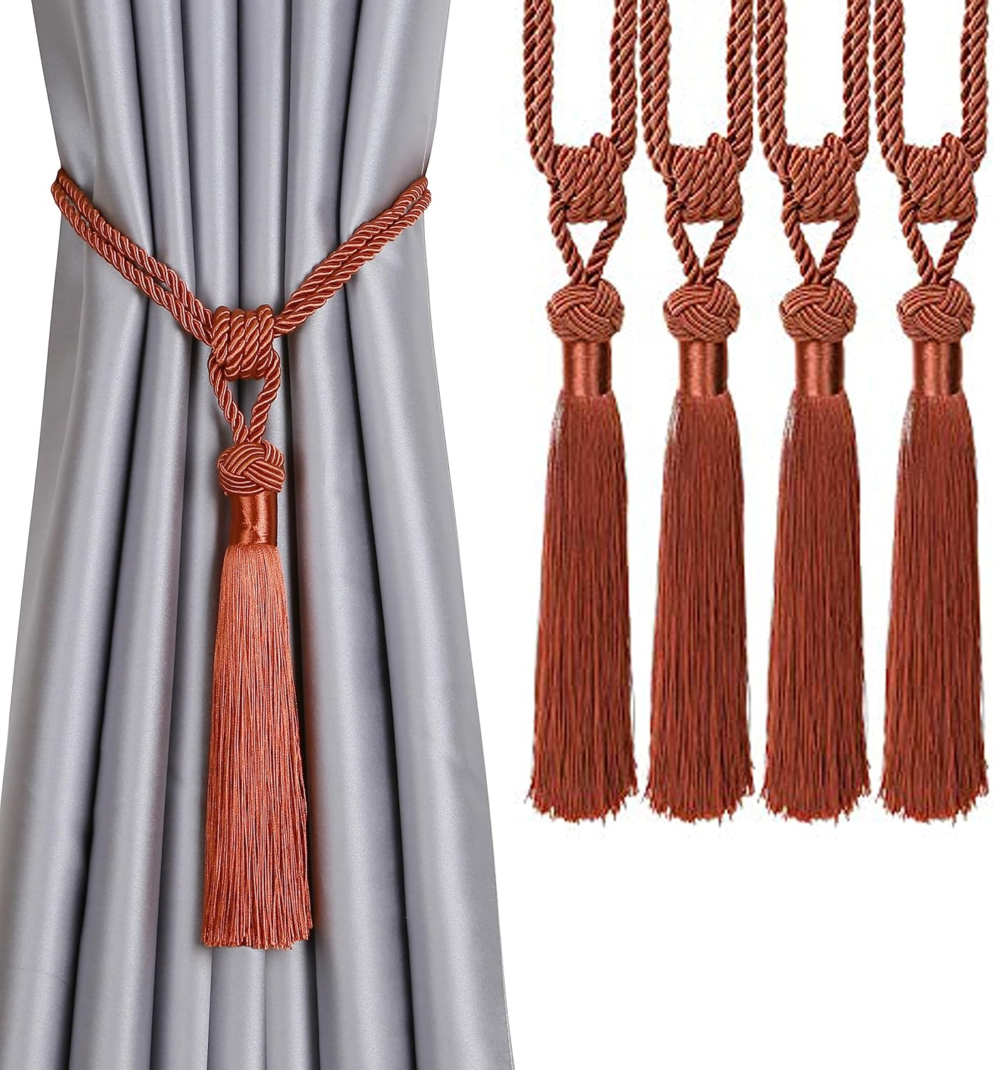 BEL AVENIR Curtain Tiebacks 4 Pack Orange