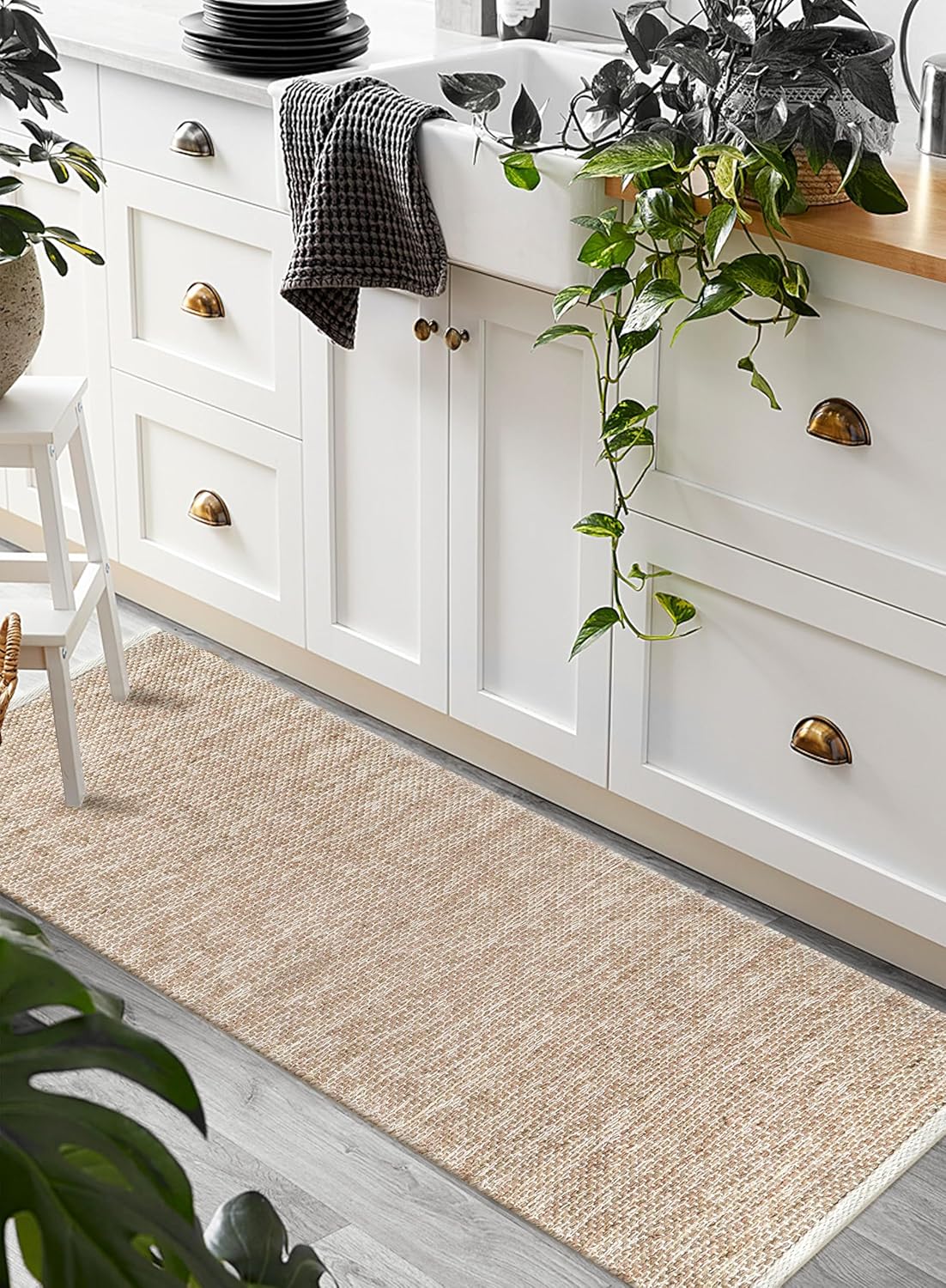 Hausattire Jute Woven Runner Rug 2x6 - Natural