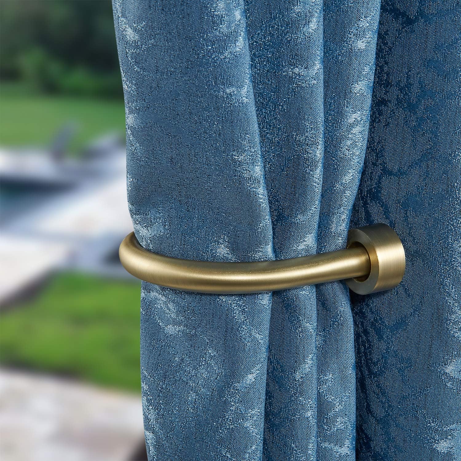 Premium Curtain Holdback with Brass Cap Finials Set of 4