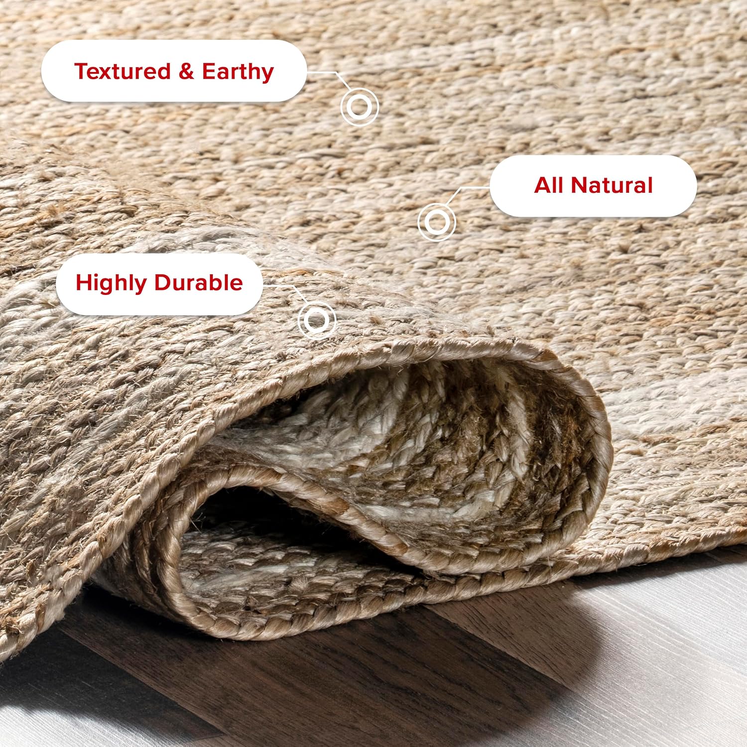 nuLOOM Rikki Jute Runner Rug 26 x 6 Off-white