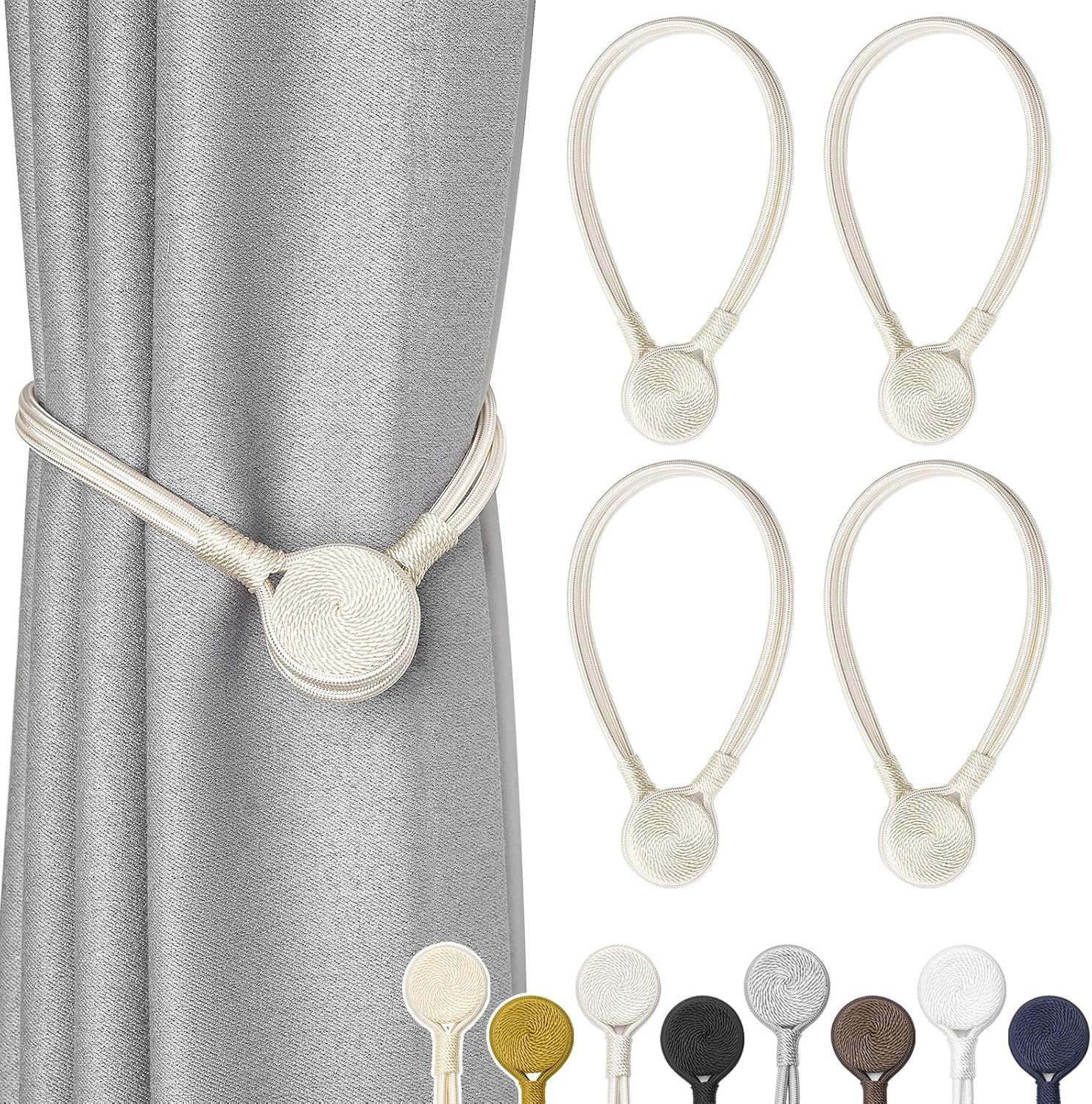 NICEEC 4 Pack Magnetic Curtain Tiebacks with Unique Medal Shape