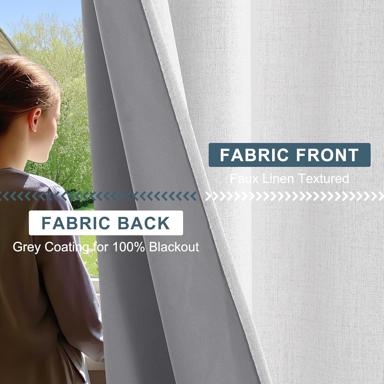 Pony Dance Faux Linen Blackout Curtains 2 Panels Set