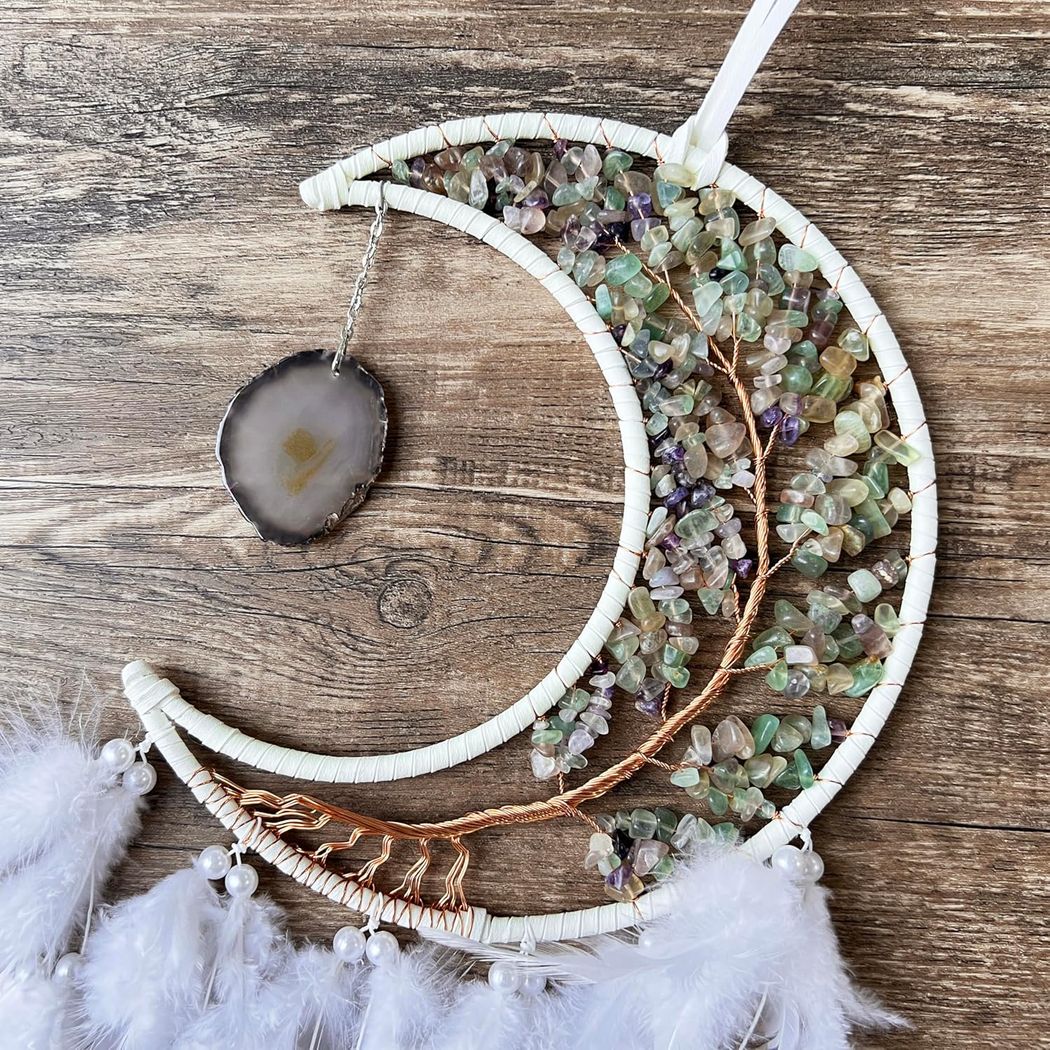 Moon Dream Catchers with Chakra Agate Stone