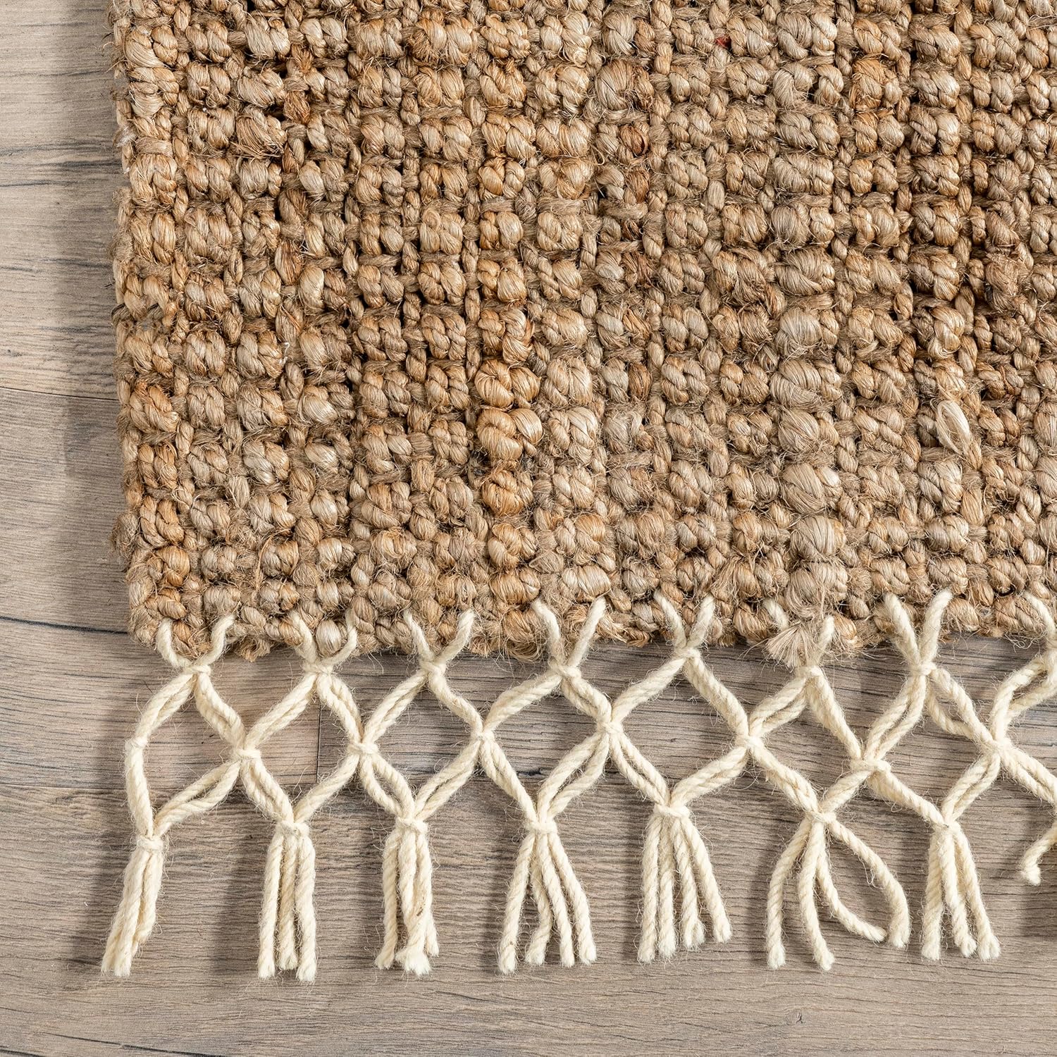 nuLOOM Raleigh Farmhouse Jute Tasseled Runner Rug