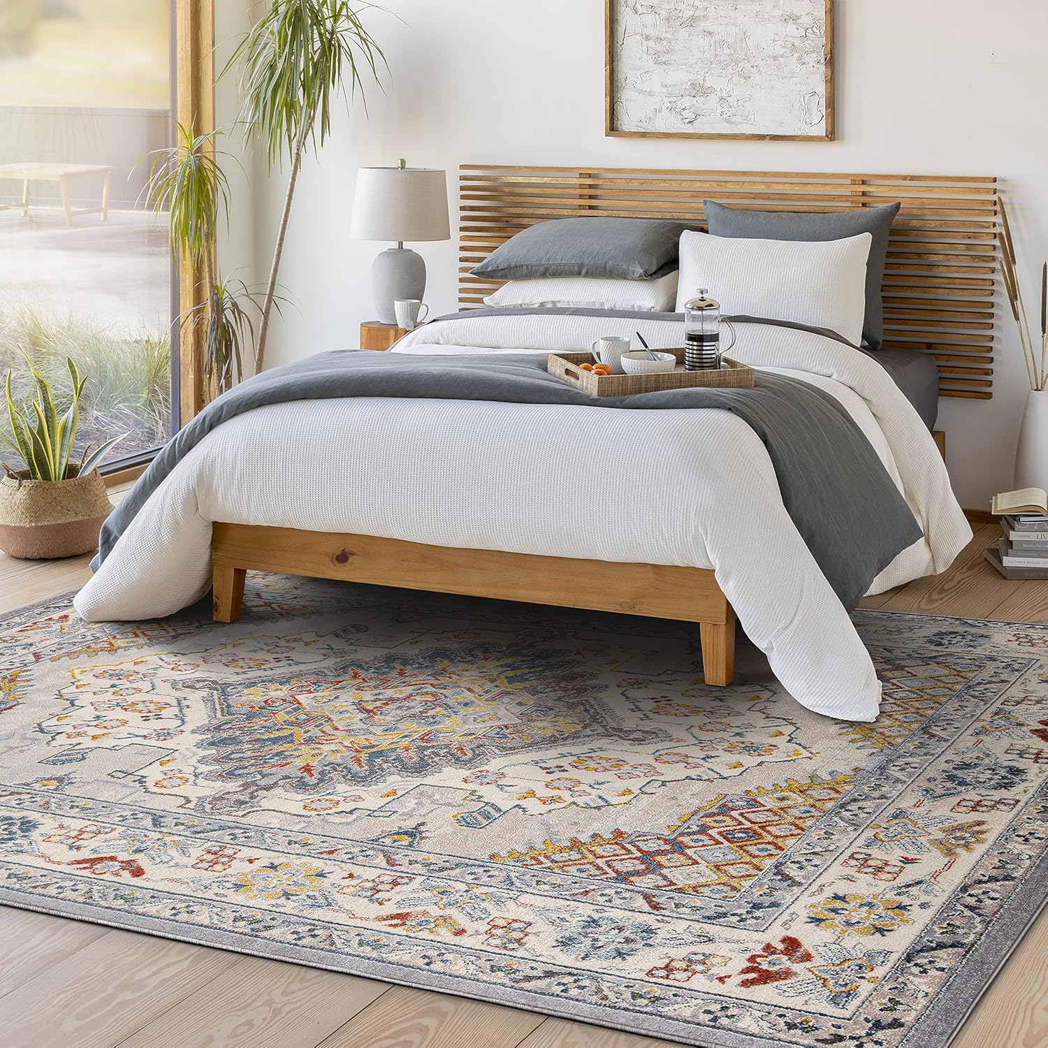Livabliss Anja Oriental Medallion Area Rug 67 x 9 Grey