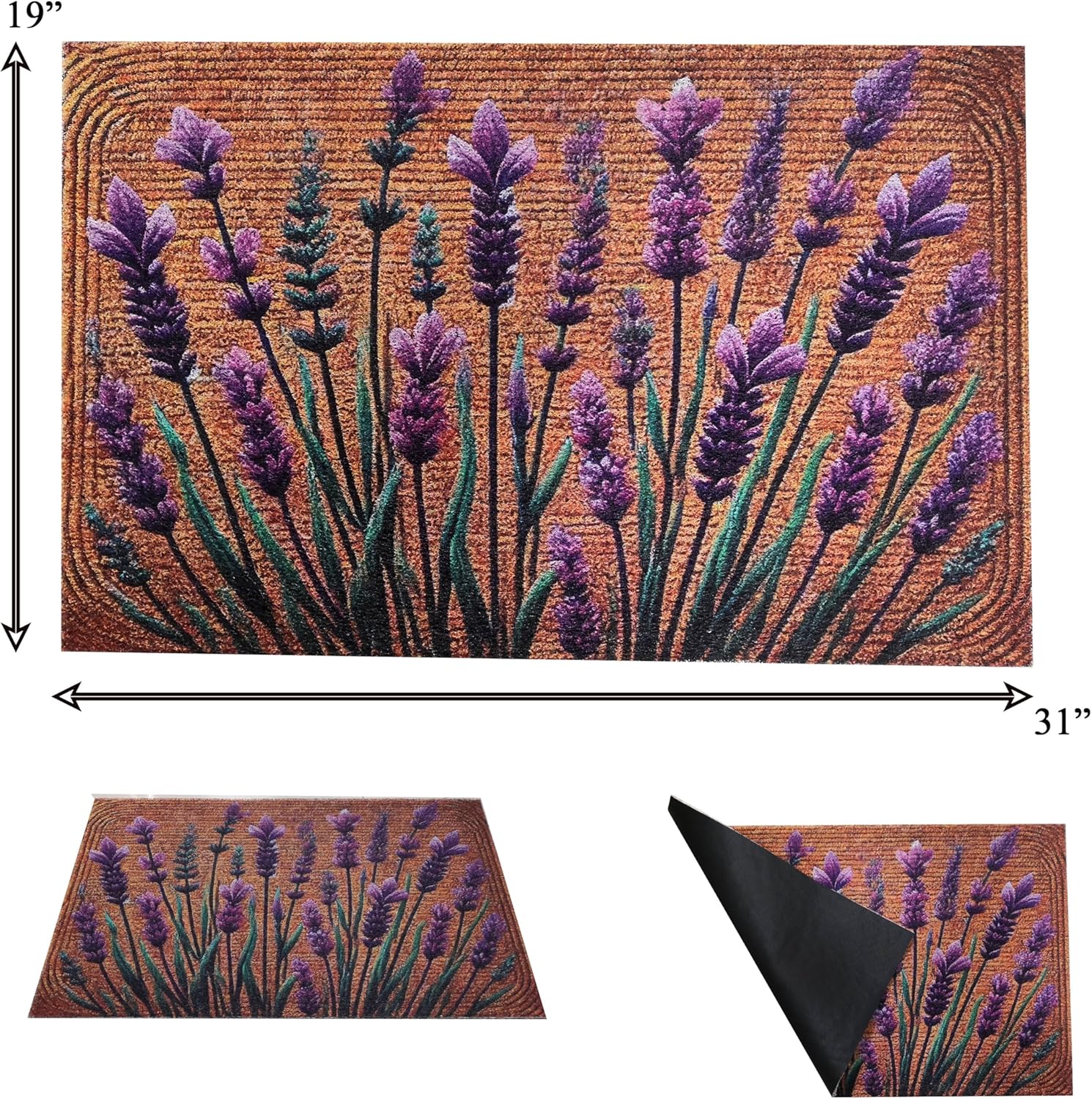 Floral Front Door Welcome Mat 19x31 Non-Slip Outdoor Rug