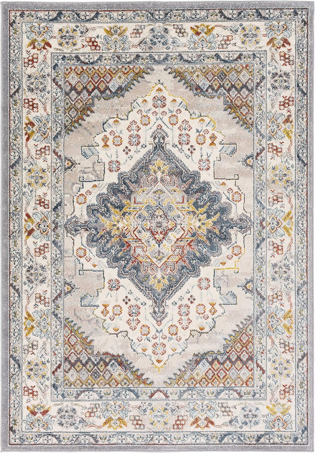 Livabliss Anja Oriental Medallion Area Rug 67 x 9 Grey
