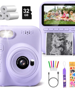 Kids Digital Camera 3.0″ Portable Instant Print Camera 32MP HD 1080P Camera Toy Gift For 6-12 Year With 3 Rolls Printer Paper